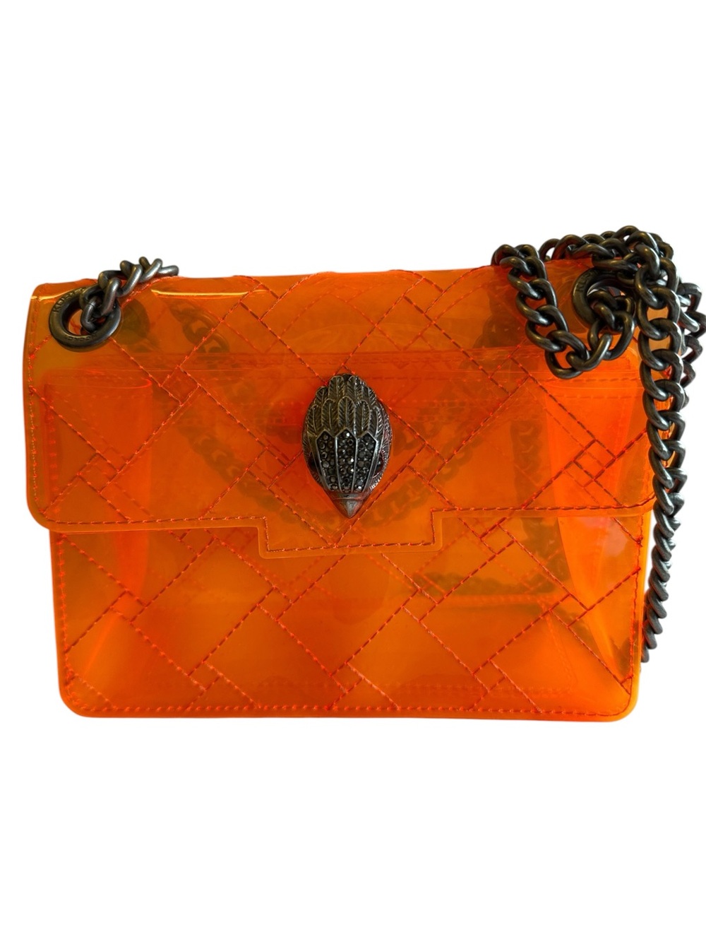 Kurt Geiger London Orange Mini Kensington Vinyl Clear Crossbody Bag - Picture 4 of 17
